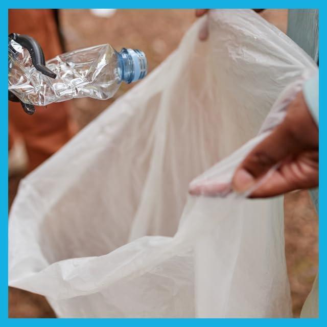16 Gallon Trash Bags - 8 micron, 1000 Per Case, 24" x 33", 20 Rolls of 50, High Density Clear Trash Can Liners, Ideal for Small Wastebaskets in Office, and Bathroom Use