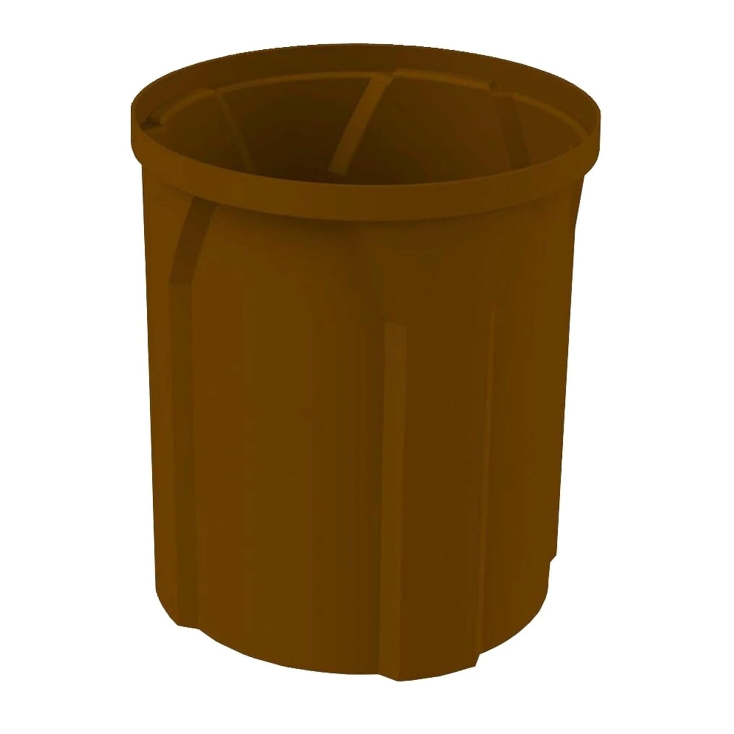 42 Gallon Round 100% Recycled Plastic Heavy-Duty Commercial Outdoor and Indoor Trash Can with Push Open Dome Lid and Internal Liner | Great for Schools and Businesses - Brown