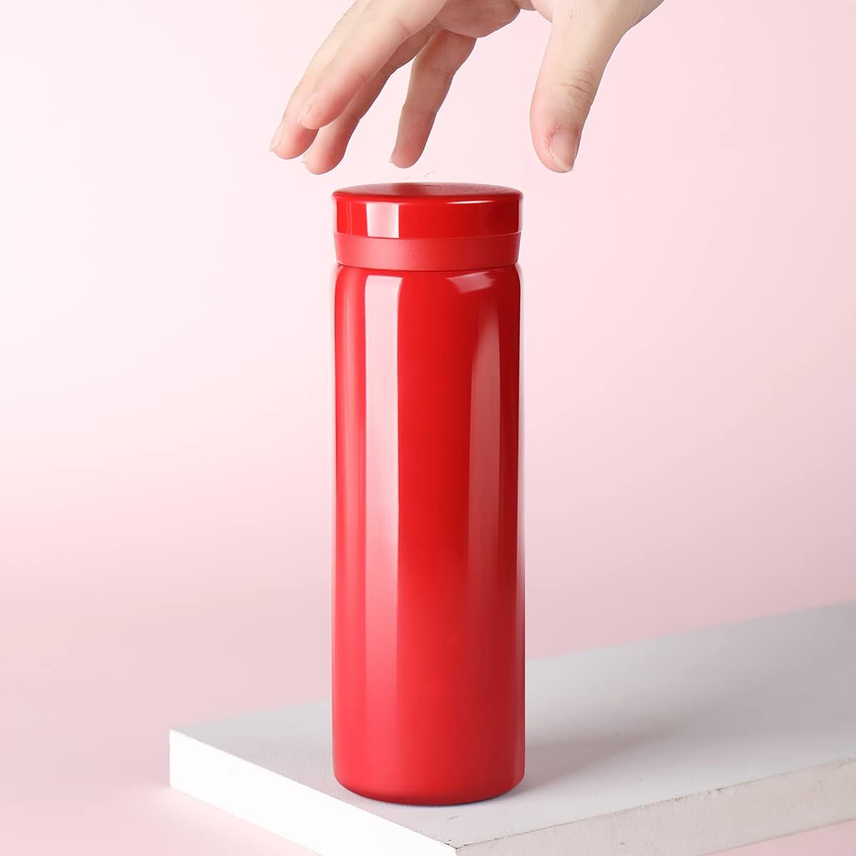 10oz Mini Water Bottle Stainless Steel Thermos Small Flask - Insulated Vacuum, Leak Proof, Keeps Drinks Hot/Cold - Ideal for Coffee, Tea, Water - Red