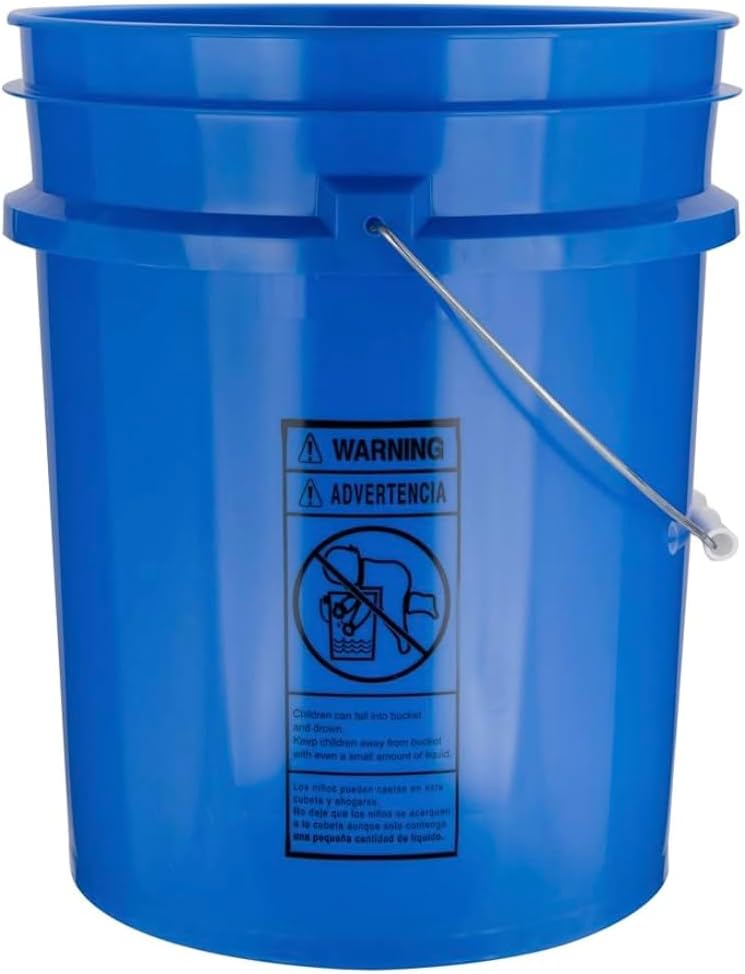 House Naturals 5 Gallon Premium HPDE Plastic Bucket - Made in USA Food Grade Storage Container, BPA Free All Purpose Pail (2, Blue)