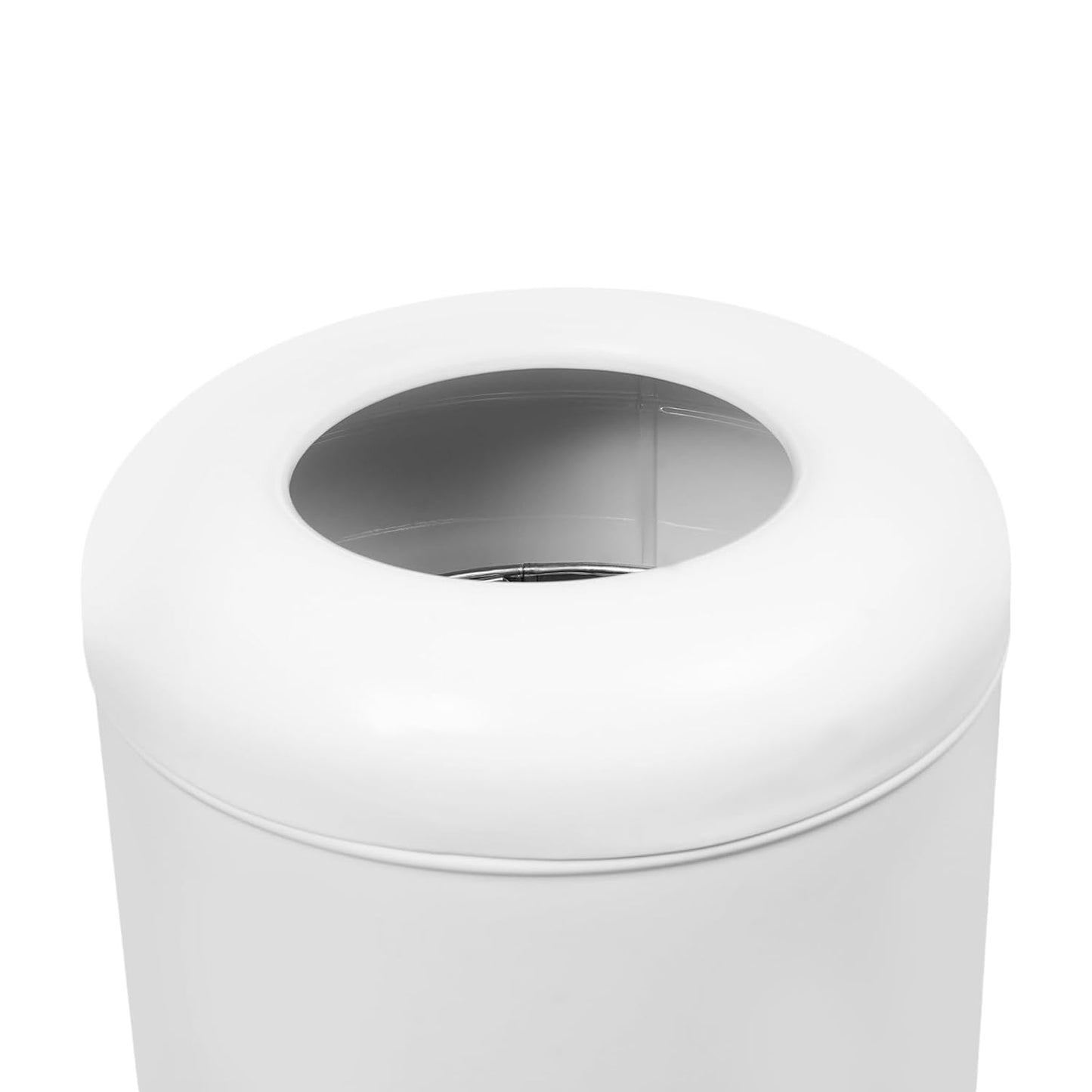 58.6 Liter / 15.48 Gallon Commercial Open Top Trash Can White Stainless Steel Trash Can Outdoor Indoor Garbage Enclosure with Lid Inside Barrel (White)