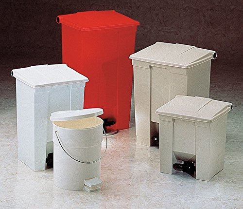 Rubbermaid Commercial Products Step-On Trash Can with Lid, 8-Gallon, White, Hands-Free Sanitary Use Garbage Can for Medical Waste in Hospitals/Lab/Emergency/Patient Rooms
