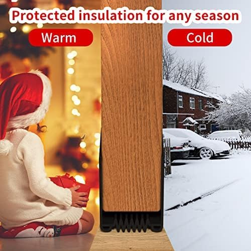 Door Draft Stopper, 39” Length Cuttable Weather Stripping Door Seal, Strong Adhesive Door Sweep for Exterior and Interior Doors (2, Black)