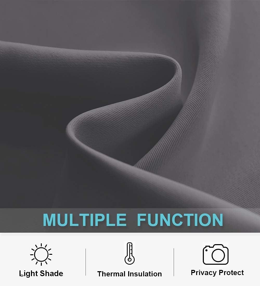 RYB HOME Short Curtains Gray Half Window Curtains for Bedroom, Privacy Curtain Tiers for Windows, Energy Saving Drapes for Bathroom Shades, Wide 42 x Long 36 inches per Panel, Grey, Set of 2