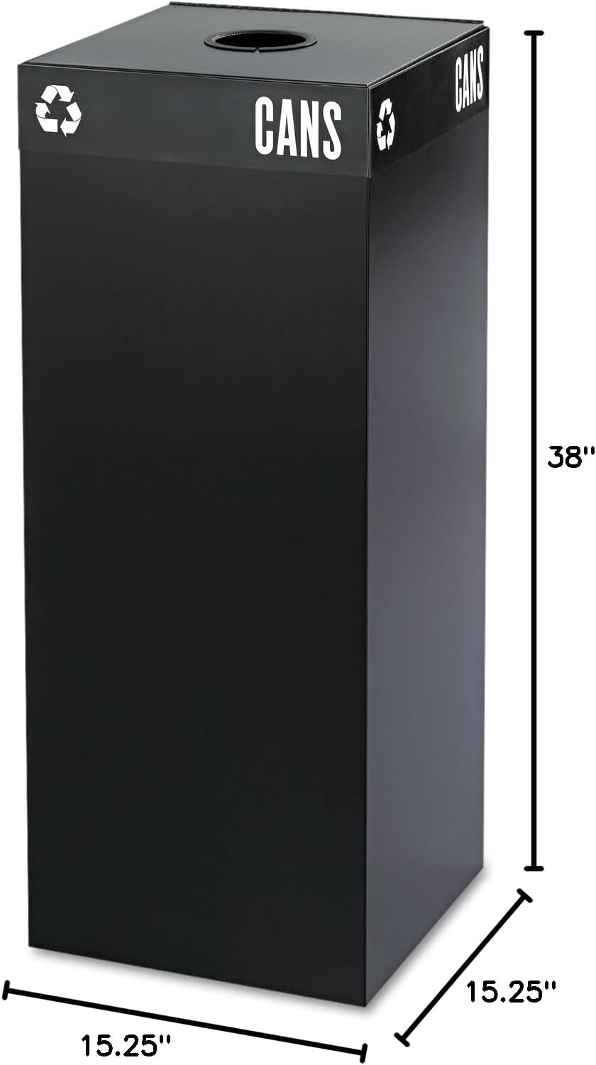 Safco Hallmark 2983BL Public Square Recycling Receptacle Base, 37-Gallon (Top Sold Separately), Black