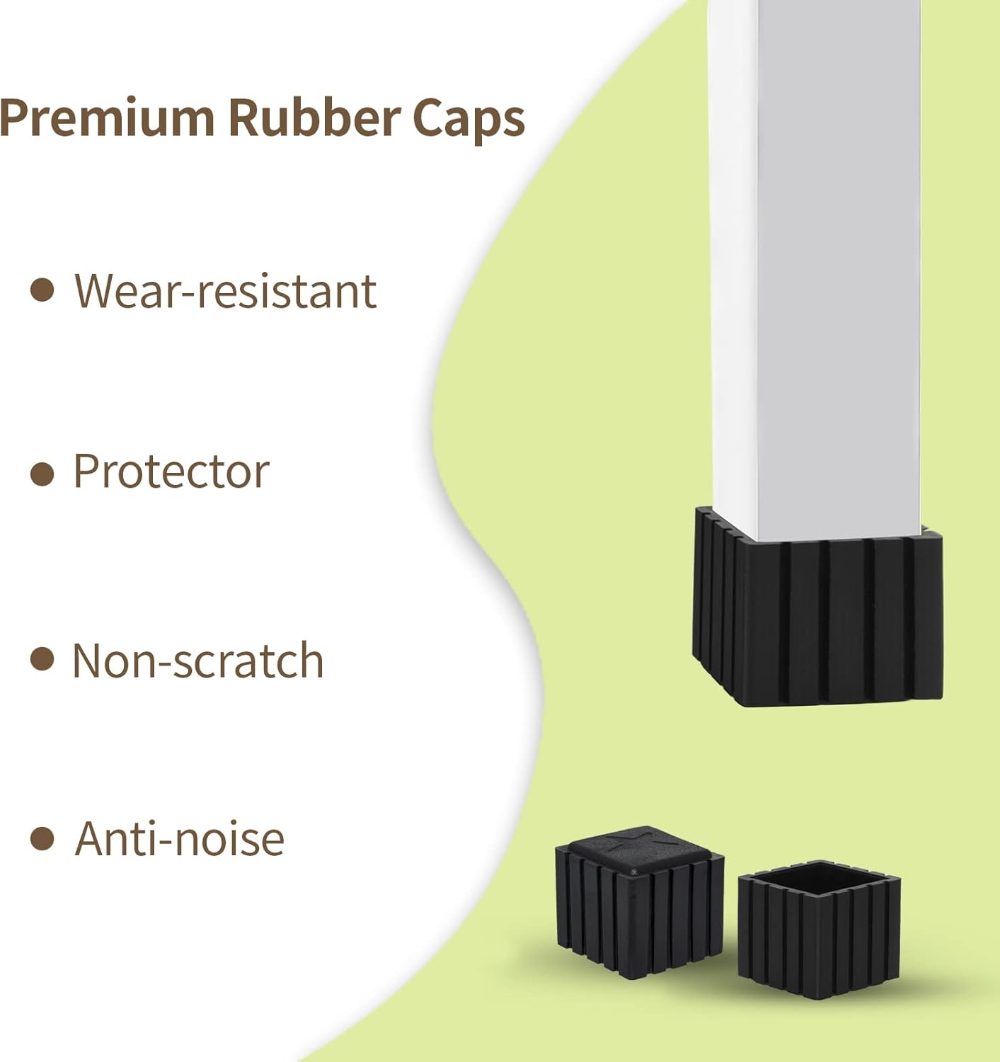 Flyshop Anti-Skid Non-Marking Synthetic Rubber Patio Chair Table Leg Caps Square Furniture Covers 20pcs, Black, 50 mm x 50 mm, 2" x 2"