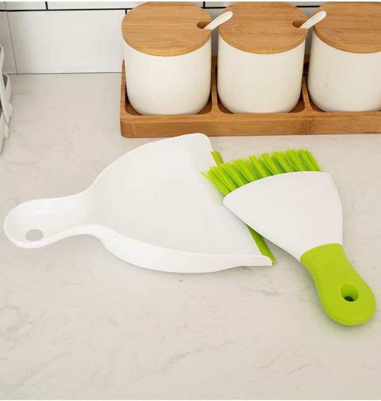 Dust pan Broom Brush Dustpan - Small Broom and Dustpan Set,Mini Broom and Dustpan,Small Dustpan and Brush Set for Home Cleaning, Sofa, Desk, Guinea Pig Cage, Cat Litter etc.(Light Green)