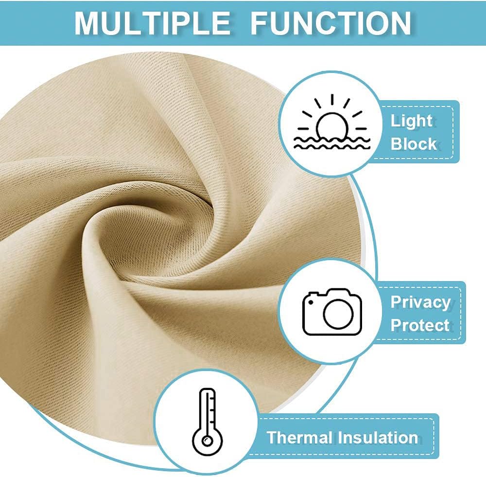 RYB HOME Large Curtains for Living Room 84 inches Length, Blackout Privacy Room Divider Curtains for Doorway Closet Basement Patio Door Bay Window, W 70 x L 84, Biscotti Beige, 2 Pcs