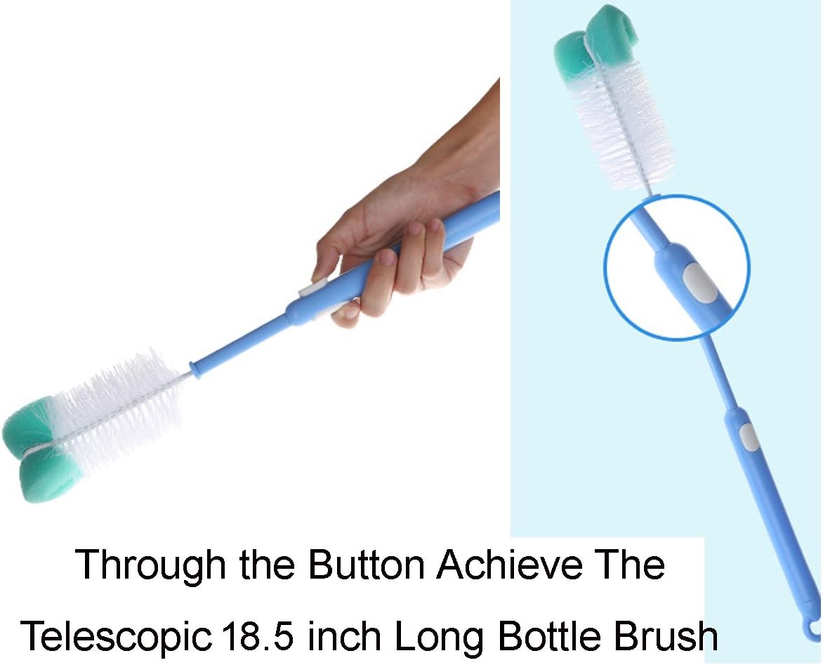 2 Pack Long Bottle Cleaning Brush for Long and Narrow Neck Beer, Wine, Kombucha, Bottles,Nalgene, Pitcher, Carafe, Glass Jars, Brewing Bottle Cleaner,Easy to Clean Corner, 15 to18.5 inch
