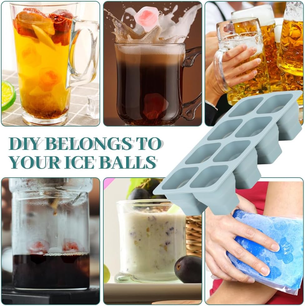 Foldable Ice Cube Trays, 2 Pack Folding Ice Cubes Maker Molds with Lid for Freezer, Easy-Release Silicone Ice Cube Tray Making, Ice Chilling CocktailćWhiskeyćTeaćCoffeećIce Cream MakerćBaby Food