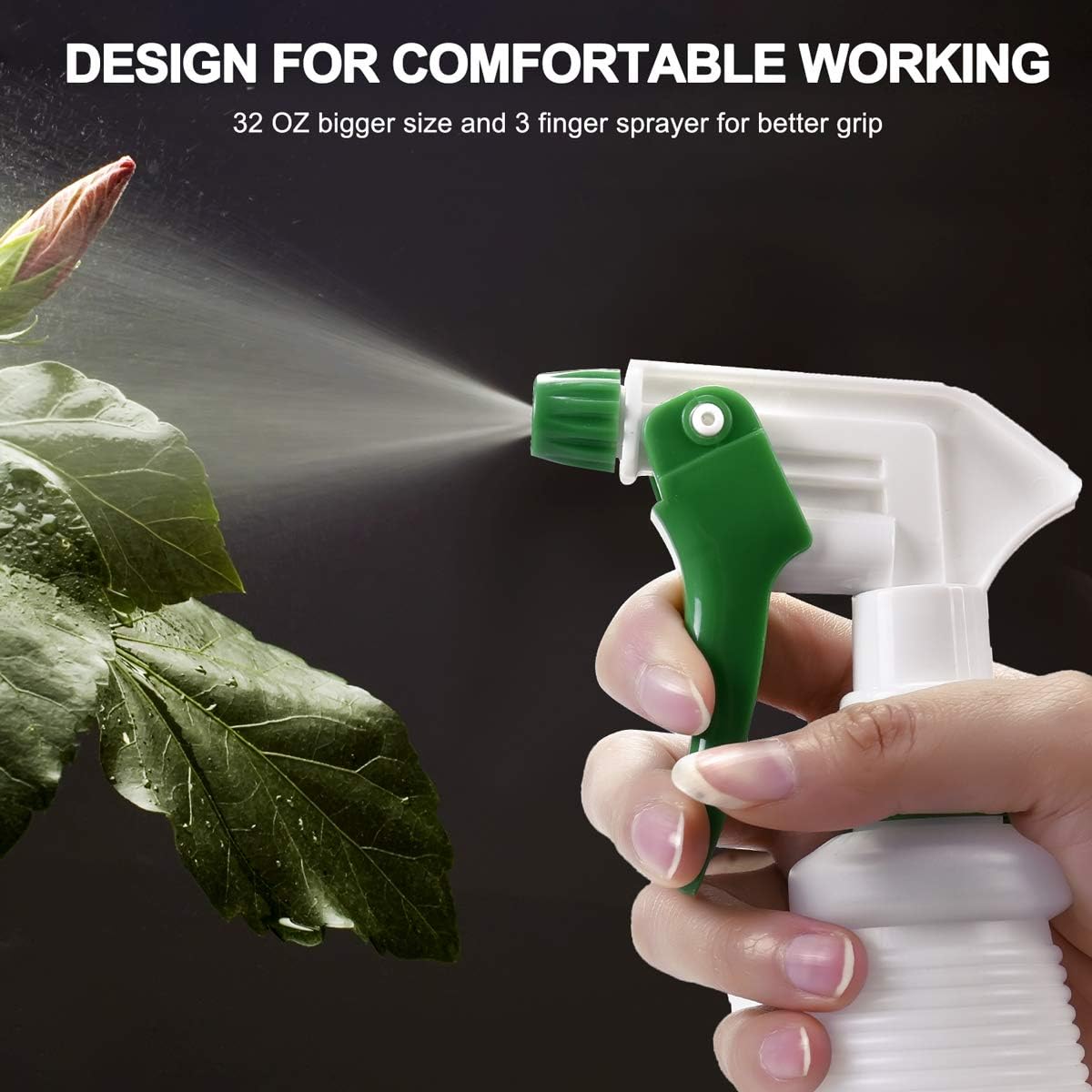 Plastic Spray Bottle (3 Pack, 32 Oz, 3 Colors) Heavy Duty All-Purpose Empty Spraying Bottles Leak Proof Commercial Mist Water Bottle for Cleaning Solutions Plants Pet with Adjustable Nozzle