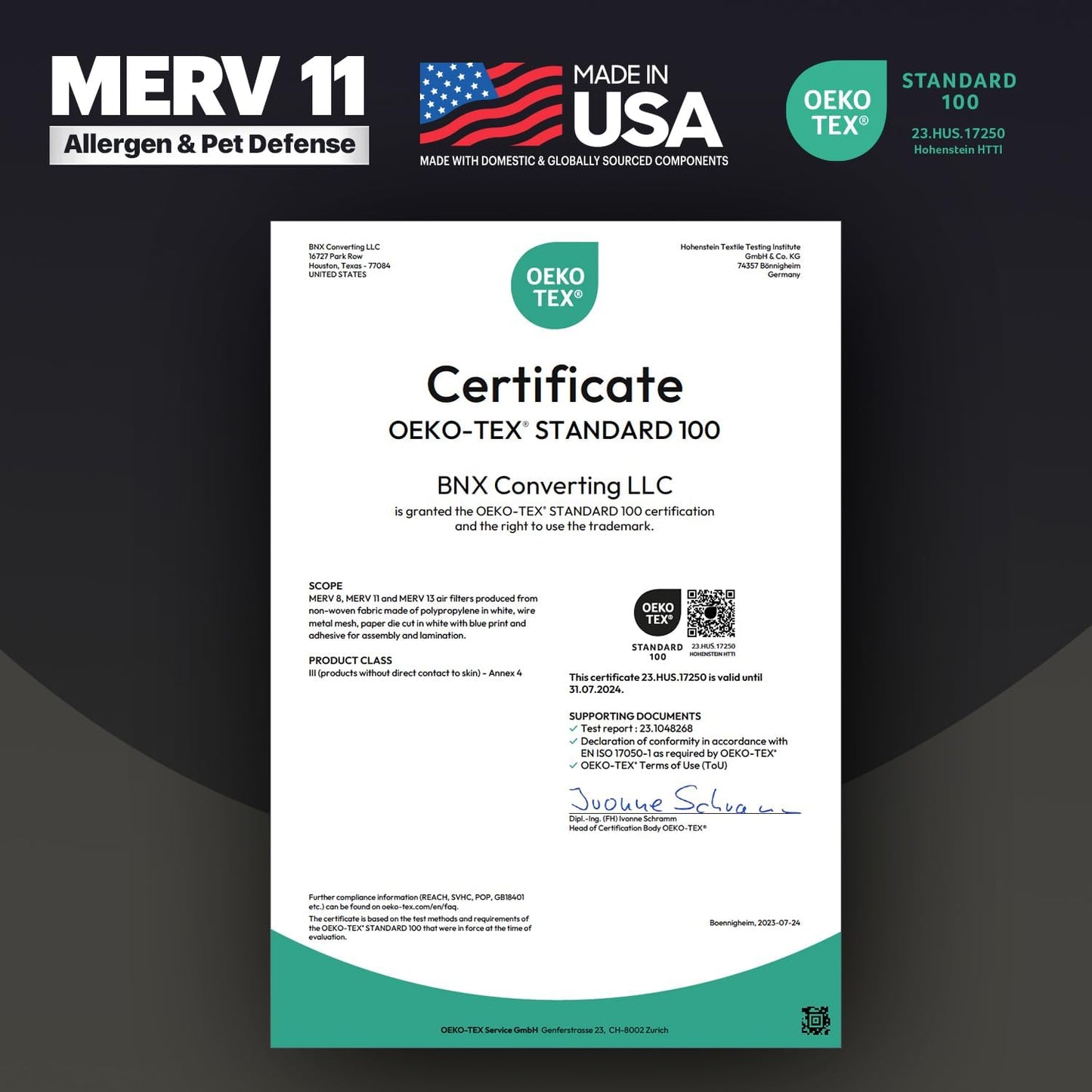 BNX TruFilter 18x18x1 Air Filter MERV 11 (6-Pack) - MADE IN USA - Allergen Defense Electrostatic Pleated Air Conditioner HVAC AC Furnace Filters for Allergies, Dust, Pet, Smoke, Allergy MPR 1200 FPR 7