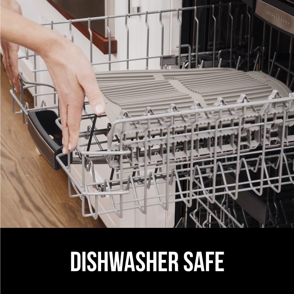 GORILLA GRIP 100% BPA-Free Patented Silicone Dish Drying Mat for Kitchen Counter, 18x16 Inch, Water Catching Ribbed Design, Easy Clean Waterproof Sink Liner, Heat Resistant, Fits Under Rack, Almond