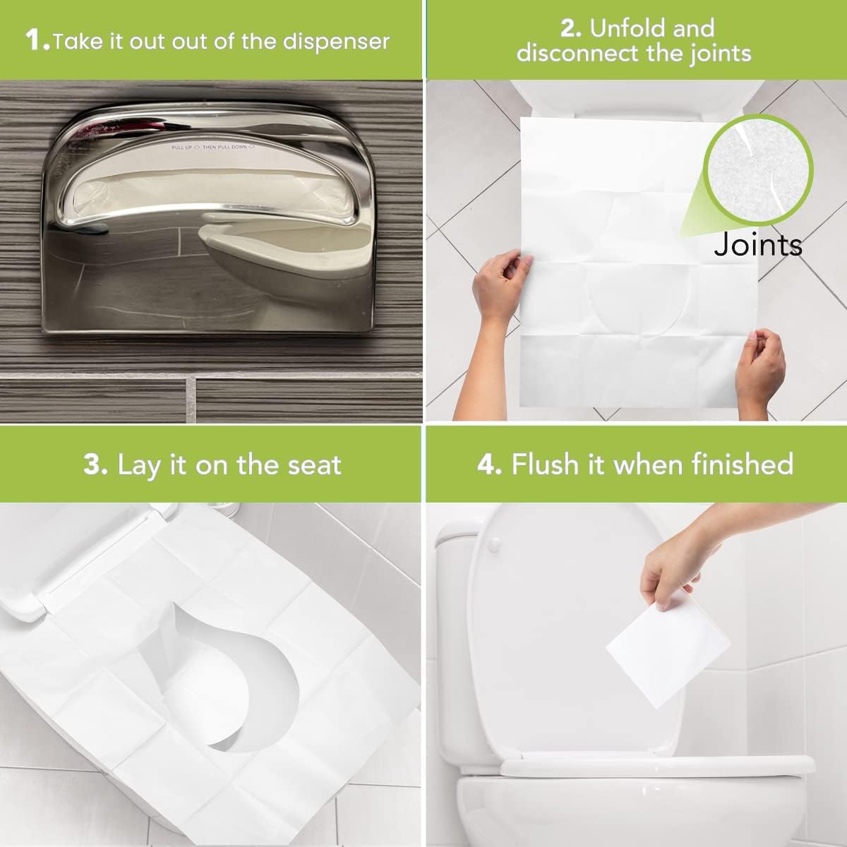 Disposable Toilet Seat Covers XL Half Fold Flushable – 400 Sheets (4 Pack) for Public Facilities, Office, School, Hotel & Business Use – Premium toilet seat cover For Commercial Wall Dispenser