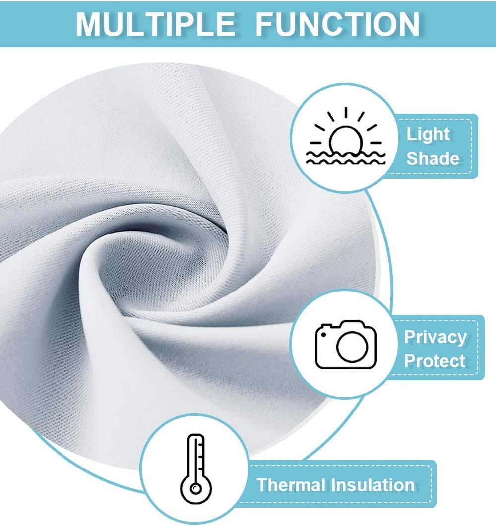 RYB HOME White Curtains for Small Window Energy Efficiency Room Darkening Curtains for Kids Nursery/Dining Room/Bathroom, W 29 x L 24 inch per Panel, Grayish White, 2 Panels