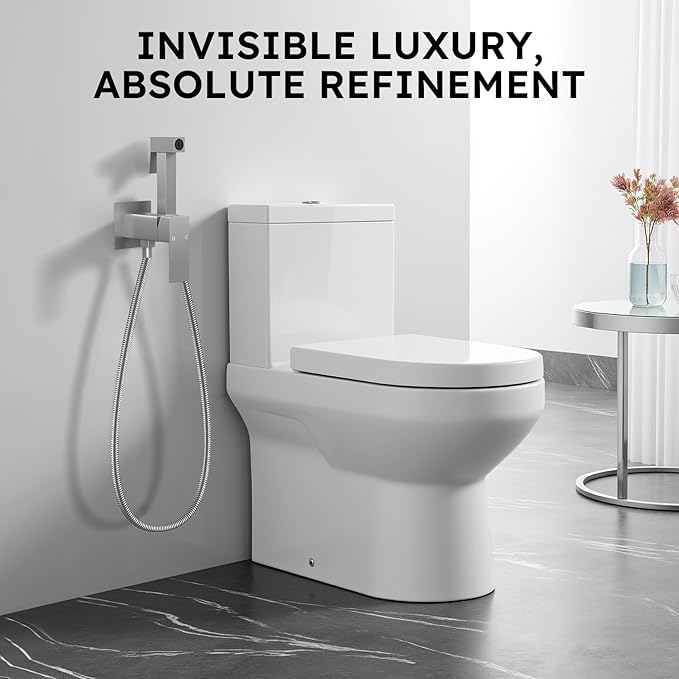 Arofa Warm Water Bidet Sprayer for Toilet with Hot and Cold Rough-in Valve, Hands-Free Handheld Jet Spray with Adjustable Water Flow, Square Toilet Sprayer with Bidet Hose for Feminine Wash