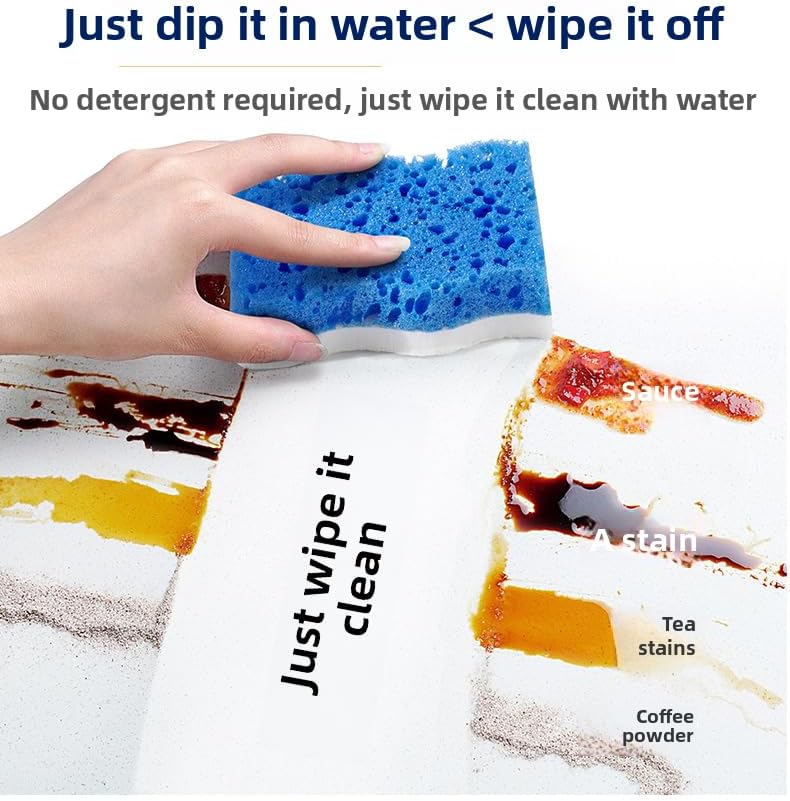 Ampang Wave-Shaped Scrub Sponges for Kitchen Cleaning - Nano Sponge & High-Foam Seaweed Cotton, Non-Scratch, Dishwasher Safe, Ideal for Washing Dishes & Daily Household Tasks (5, Yellow)