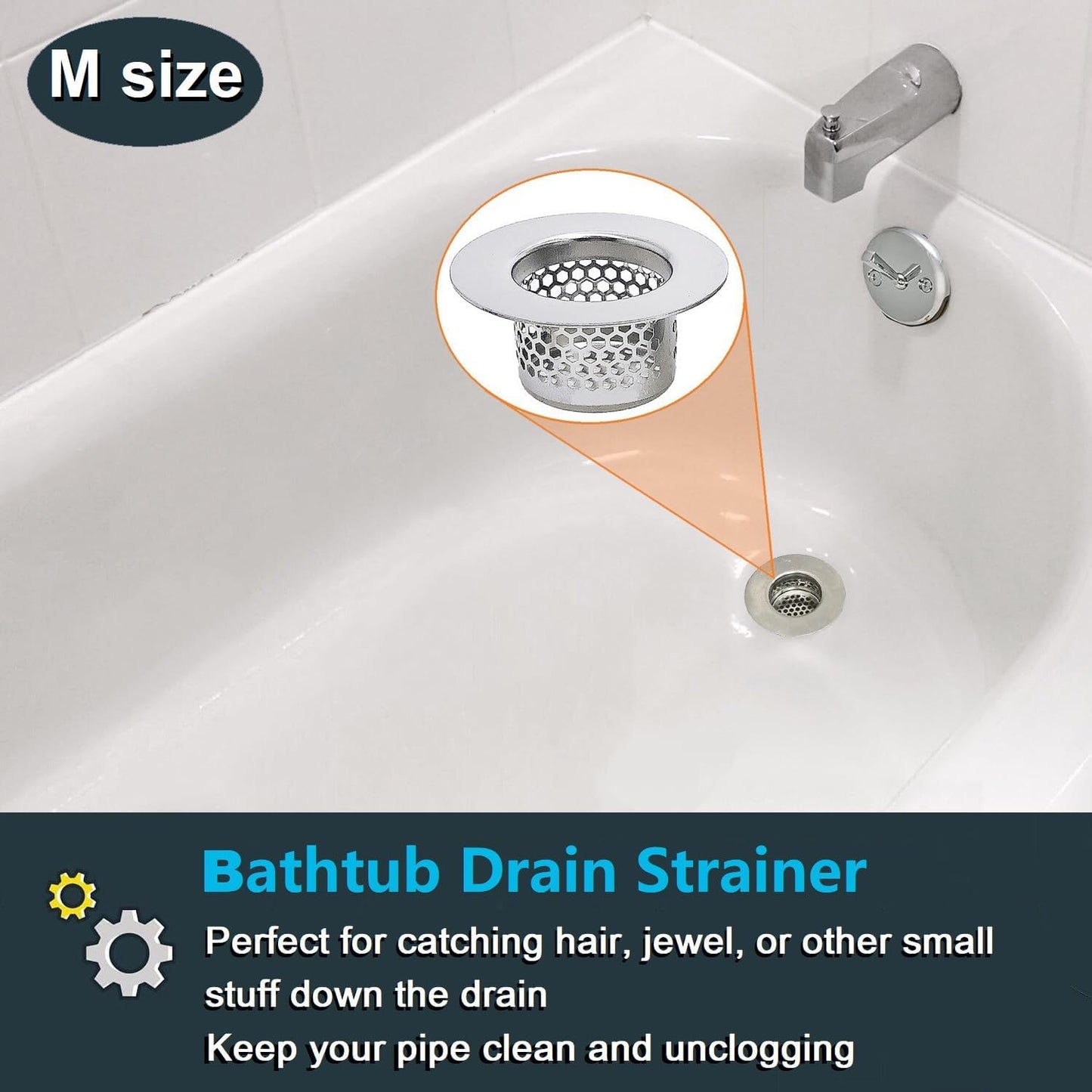 Bathroom Drain Strainers (Set of 3 Sizes), Hair Catcher for Bathroom Sink Bathtub Shower Floor Drain, Stainless Steel Filter Trap Fit Drain Hole from 1.2” to 2.17”