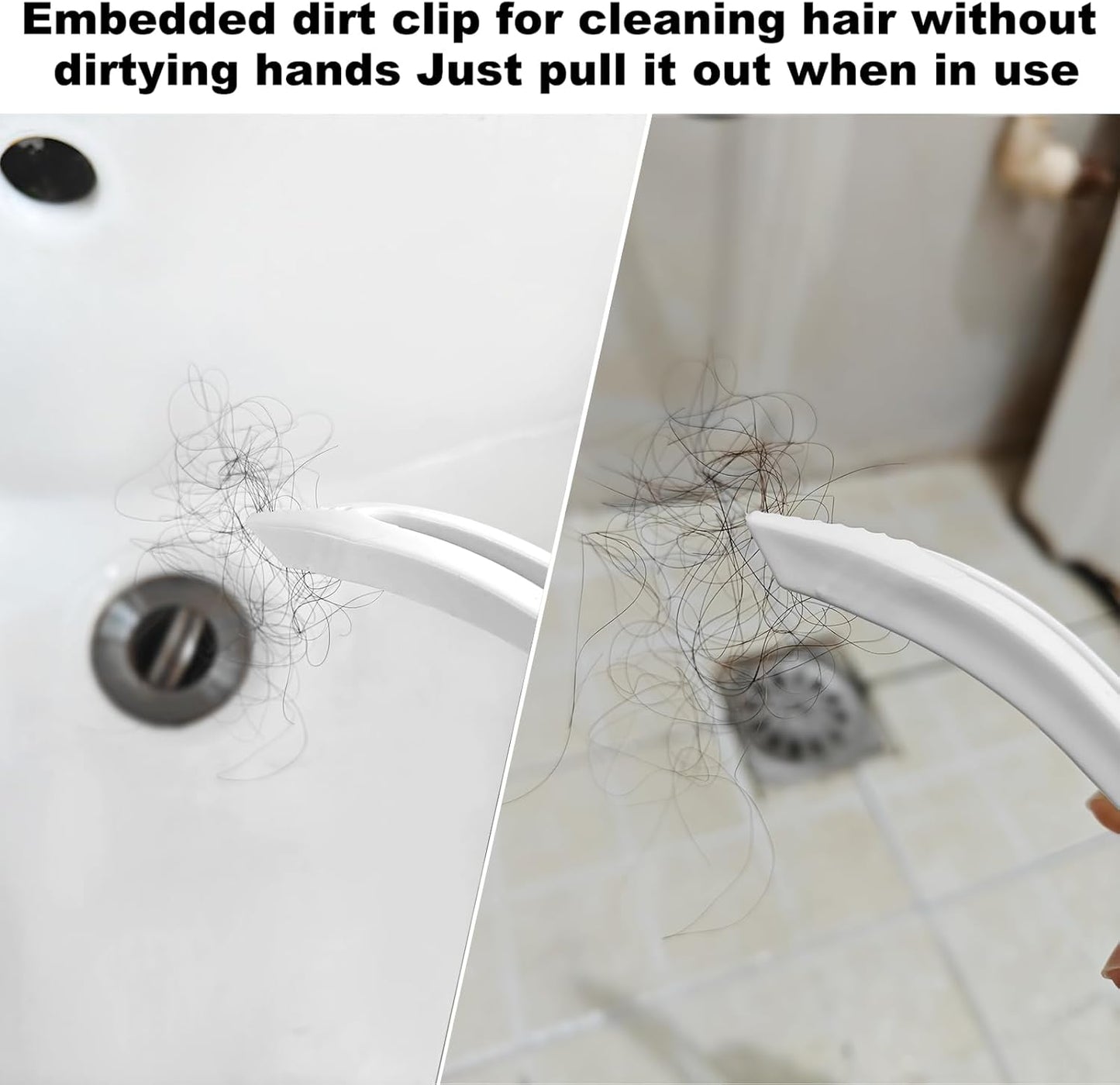 Cleaning Brush - QAGOBDI Hard Bristle Crevice Cleaning Brush for Household, Bathroom, 2 PCS Bathroom Gap Brush with Long Gandle Embedded Stolen Goods Clip