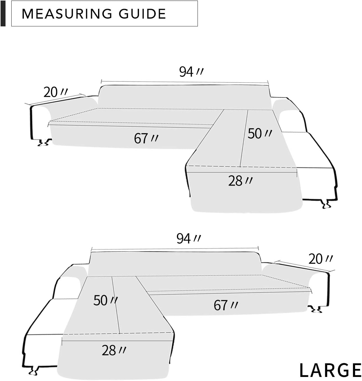 Easy-Going L Shape Couch Cover - Sectional Chaise Lounge Sofa Slipcover Reversible Dog Cat Pet Kids Children Furniture Protector (Large, Navy)