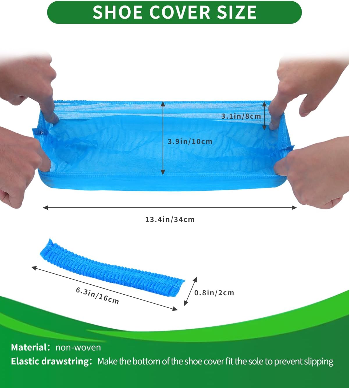 200Pcs(100 Pairs) Non-Woven Shoe Covers Disposable Non Slip for Indoors, Breathable | Durable | Boot Covers, Fits Up to Size 13 US Men (Blue)