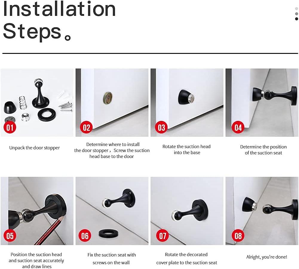 YAGU Silver Door Stopper 6 Pack Magnetic Door Stops Zinc Alloy Brushed Nickel Door Catch Door Holder Wall Floor Mounted Metal Soft-Catch