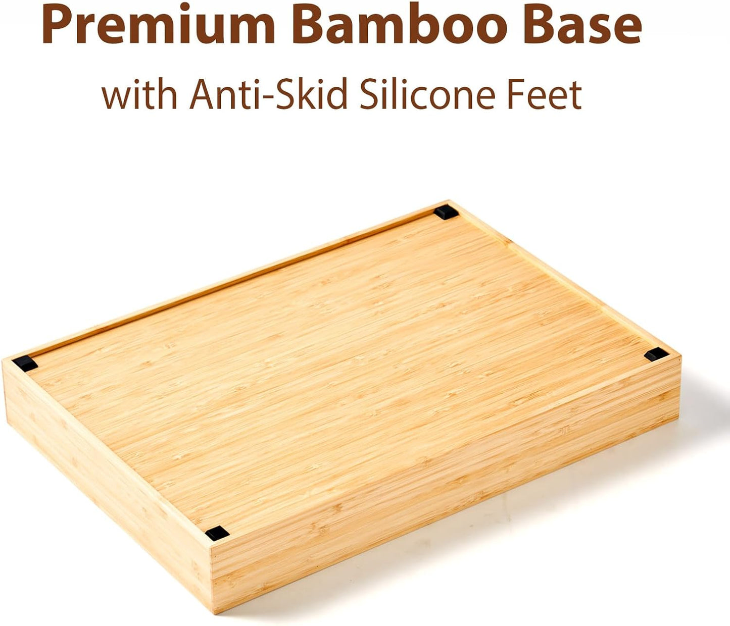 Umilife Extra Large Bamboo Desk Drawer Organizer, Wood Junk Organizer Tray with Adjustable Dividers, Anti-Skip Storage Organization in Office Bathroom Drawer for Vanity, Makeup, 17" x 12"