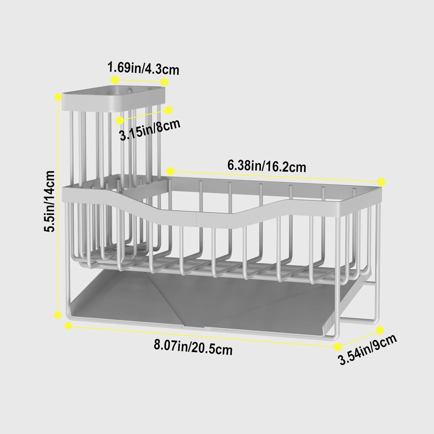 Maifan Sink Caddy Sponge Holder for Kitchen with Brush Holder and Stainless Steel Self Drain Tray, Rustproof Kitchen Sink Organizer for Sponge, Soap Dispenser Storage Accessories (Lacquer Silver)