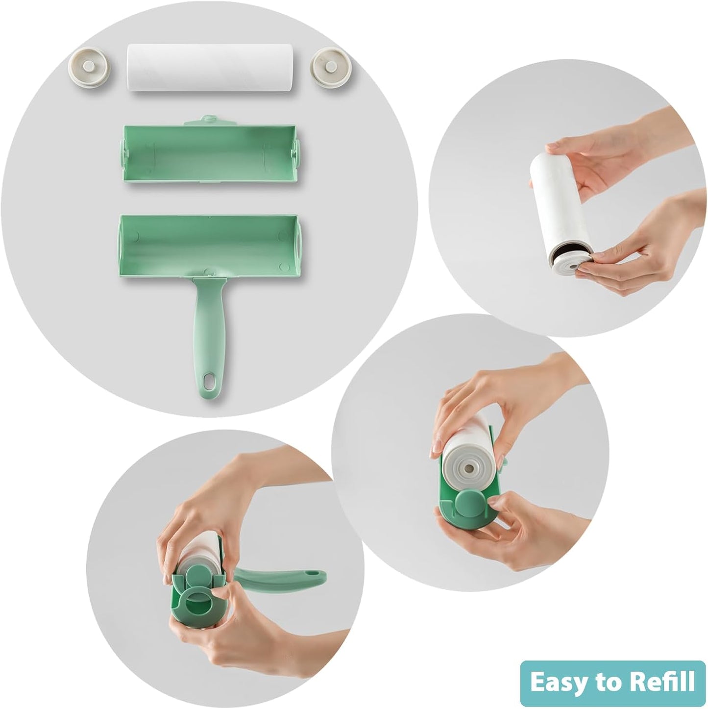 Large Lint Roller with Refills for Pet Hair Removal Extra Sticky 6.3 inch Wide Surface Lint Roller with Cover for Clothes Couch Furniture (Total 5 Sticky Rolls)