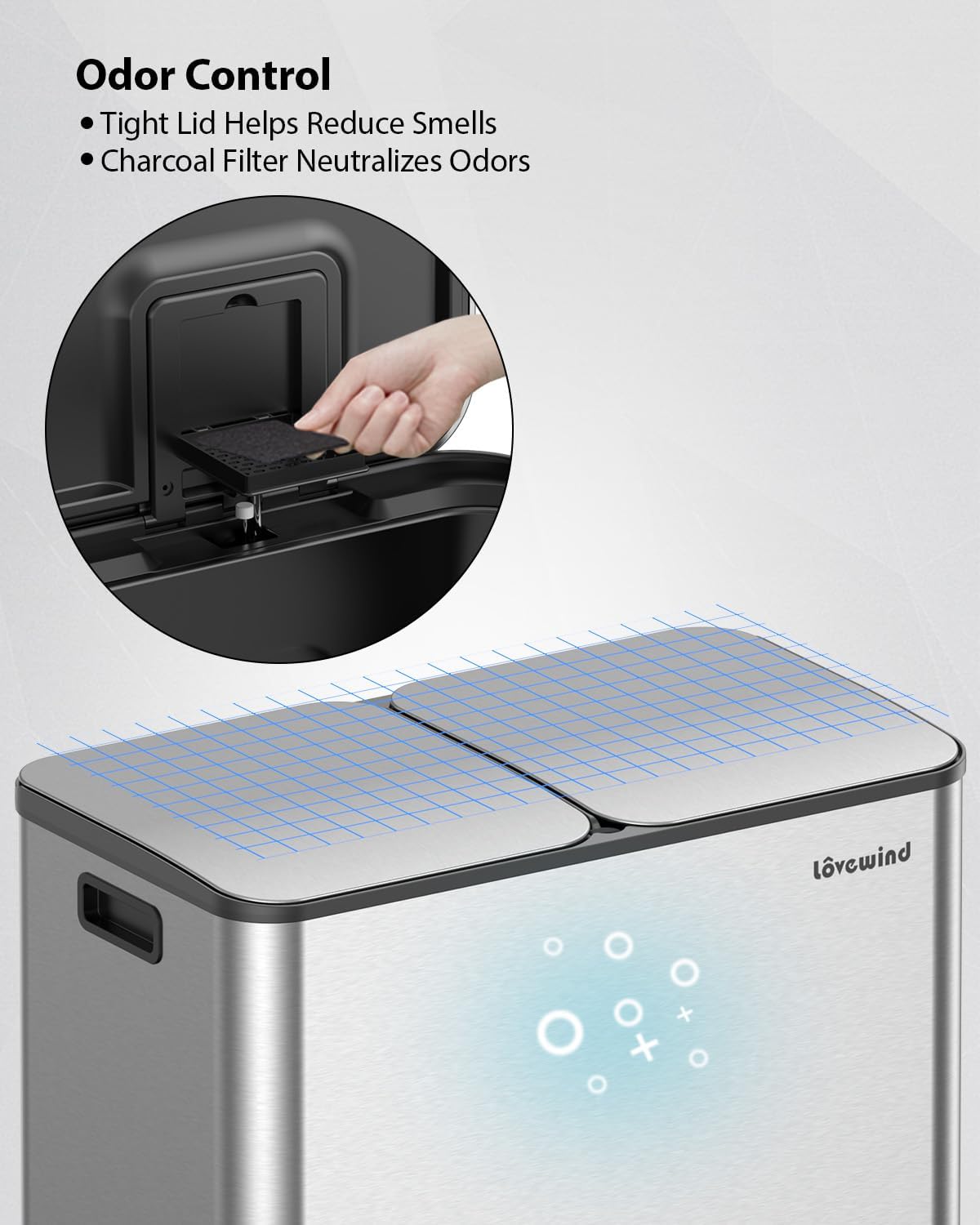 Lovewind Trash Can, 2 x 10.5 Gallon (2 x 40 L) Garbage Can for Kitchen Dual Compartment Recycling Kitchen Step Trash Bin, Stainless Steel Trash and Recycle Bin Combo with Soft-Close Lid, Silver