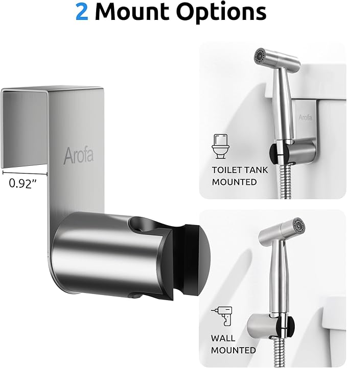 Arofa Hands-Free Handheld Bidet Sprayer for Toilet, Jet Spray Adjustable Water Flow Muslim Shower with Bidet Hose, Stainless Steel Toilet Faucet Kit for Baby Cloth Diaper Cleaning