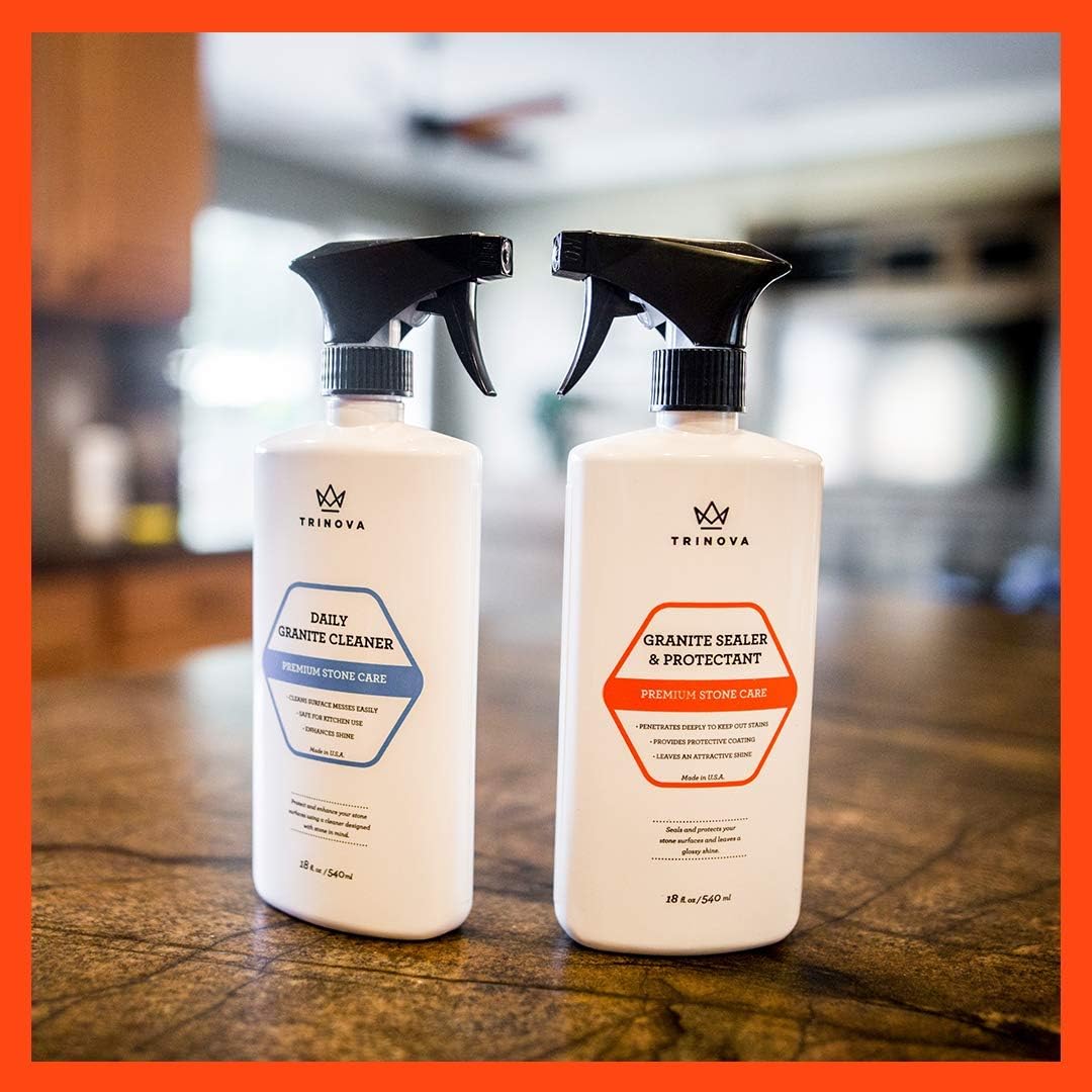 TriNova Granite Sealer & Protector Gallon Refill- Made in USA, Best Stone Polish, Protectant & Care Product - Easy Maintenance for Clean Countertop Surface, Marble, Tile 128 fl oz