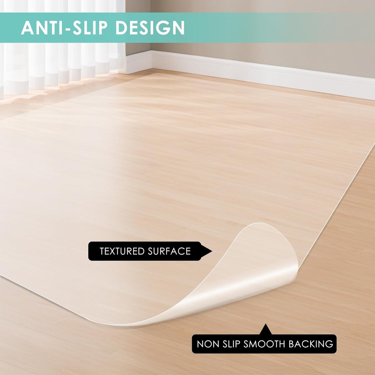 Vicwe Office Chair Mat for Hardwood Floor, 63" x 51" Large Office Chair Mat,Computer Chair Mat for Hardwood, Easy Glide for Chairs, Multi-Purpose Floor Protector Desk Chair Mat for Home Office