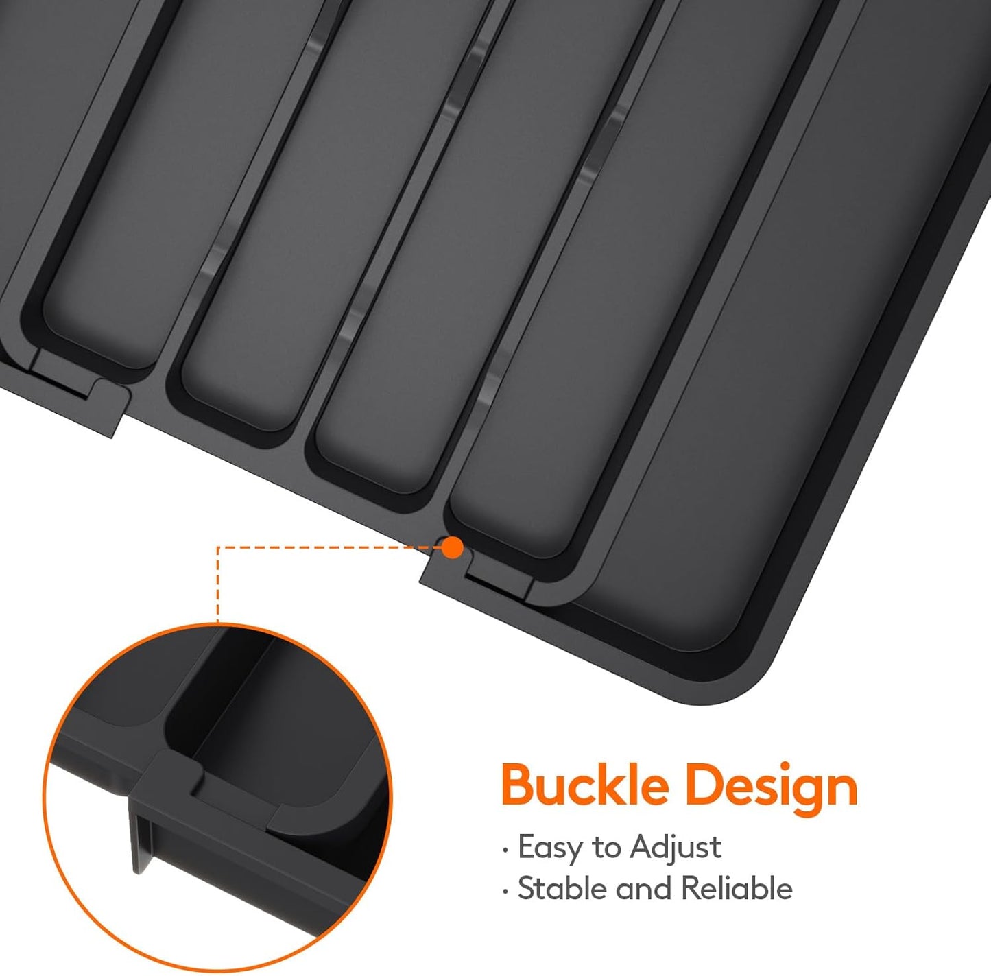 Lifewit Silverware Drawer Organizer, Expandable Utensil Tray for Kitchen, BPA Free Flatware and Cutlery Holder, Adjustable Plastic Storage for Spoons Forks Knives, 8.5"-14.1" x 12.1", Black