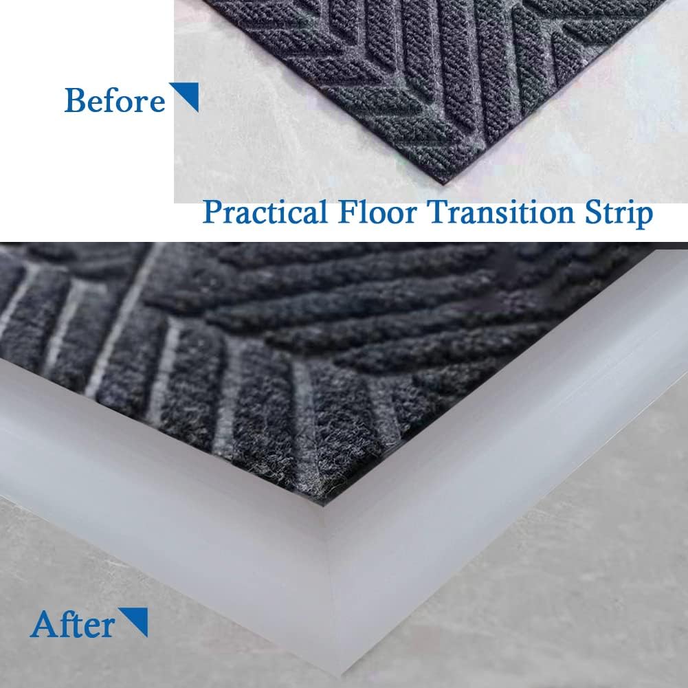 Floor Transition Strip Self Adhesive Carpet & Flooring Transitions Edging Trim Strip PVC Threshold Transitions Suitable for Threshold Height Less Than 5mm (3.3Ft, Gray)