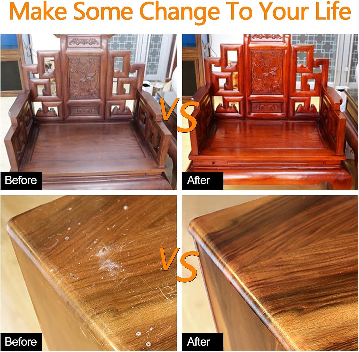 SEISSO Beeswax Furniture Polish, Natural Wood Seasoning Beeswax Furniture Cleaner for Wood Floors, Tables, Chairs and Cabinets