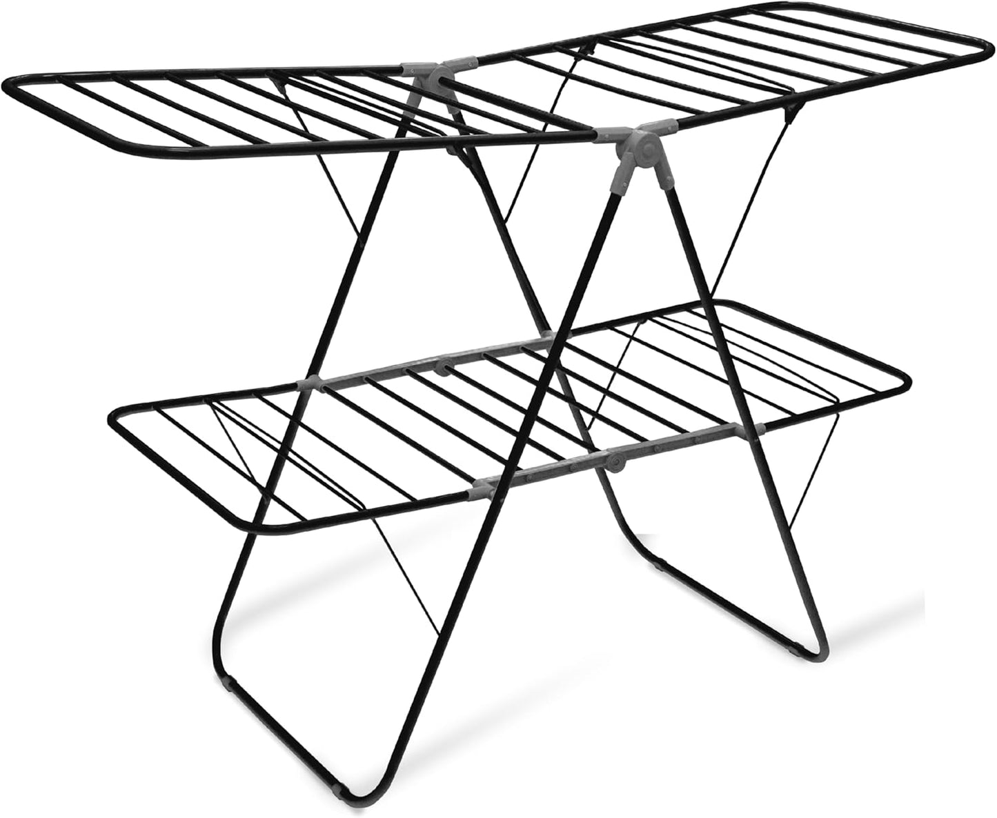 Brookstone 2 Tier Folding Rack ā Indoor/Outdoor Collapsible Clothes Dryer Stand Laundry or Shoe Rack,Heavy Duty Freestanding Garment Hanger, Foldable, Portable Air Dry Holder