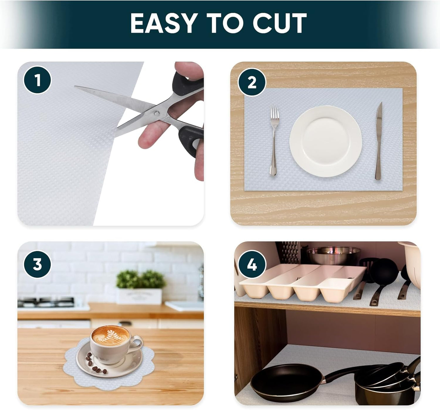 Shelf Liners for Kitchen Cabinets Non-Adhesive & Washable,Non Slip Cabinet Liners for Shelves Waterproof & Oil Proof,Clear Plastic Drawer Liner,Easy to Cut & Food-Grade EVA 17.5'' x 20' x 2 Rolls CT-1