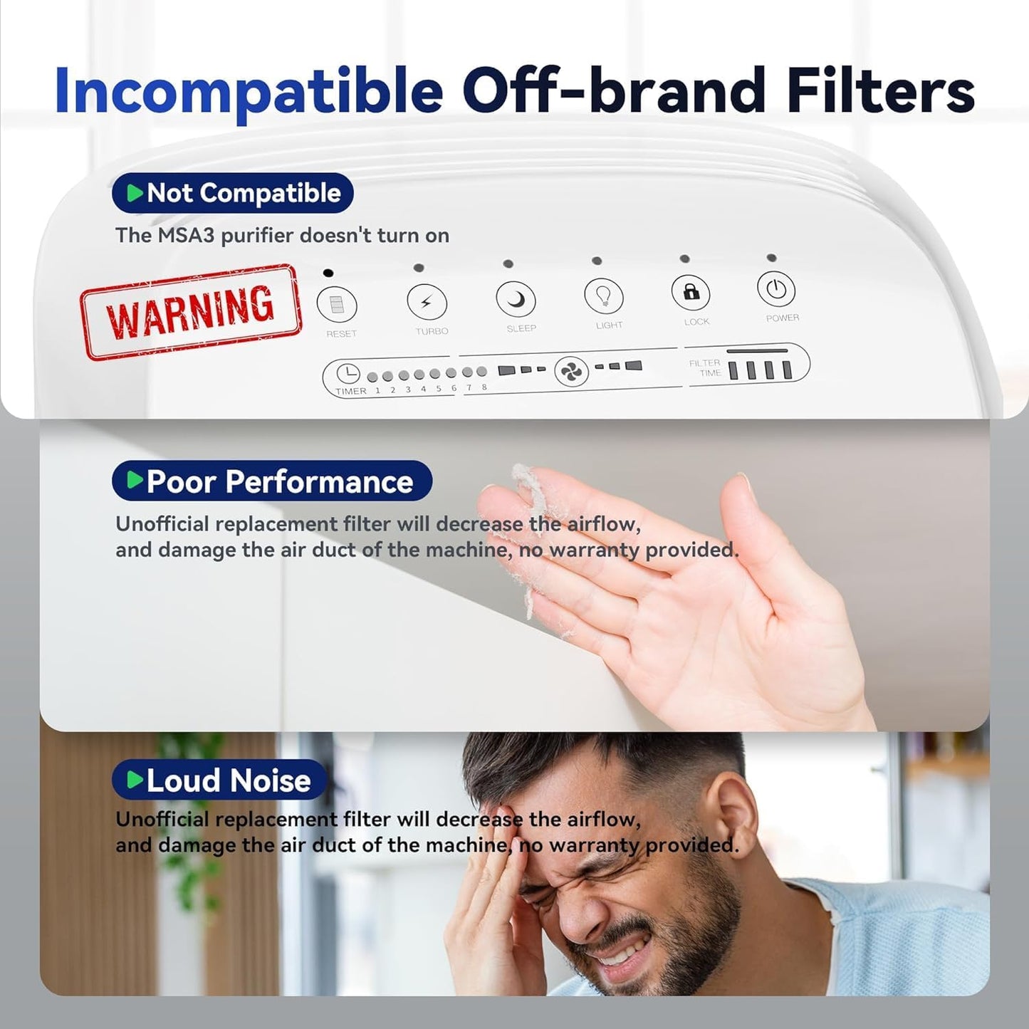 Membrane Solutions MSA3/MSA3S Toxin Gas VOCs Removal Air Purifier Filter Replacement 1 Pack, Upgraded 4-in-1 H13 True HEPA Filter with OdallerPure Technology