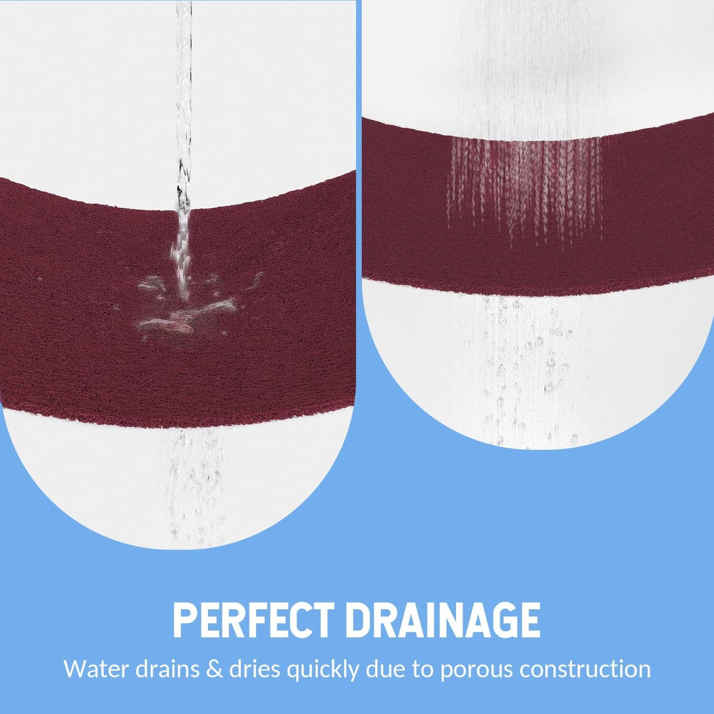 Non-Slip Bathtub Mat, 2 Pack Anti Slip Shower Mat, Fast Drying Bathtub Mats, Foot Scrubber Mat, Anti Slip Mat for Tub, Floor, Bathroom, Kitchen, Home, Hotel (Wine Red 24"×16"+24"×16")