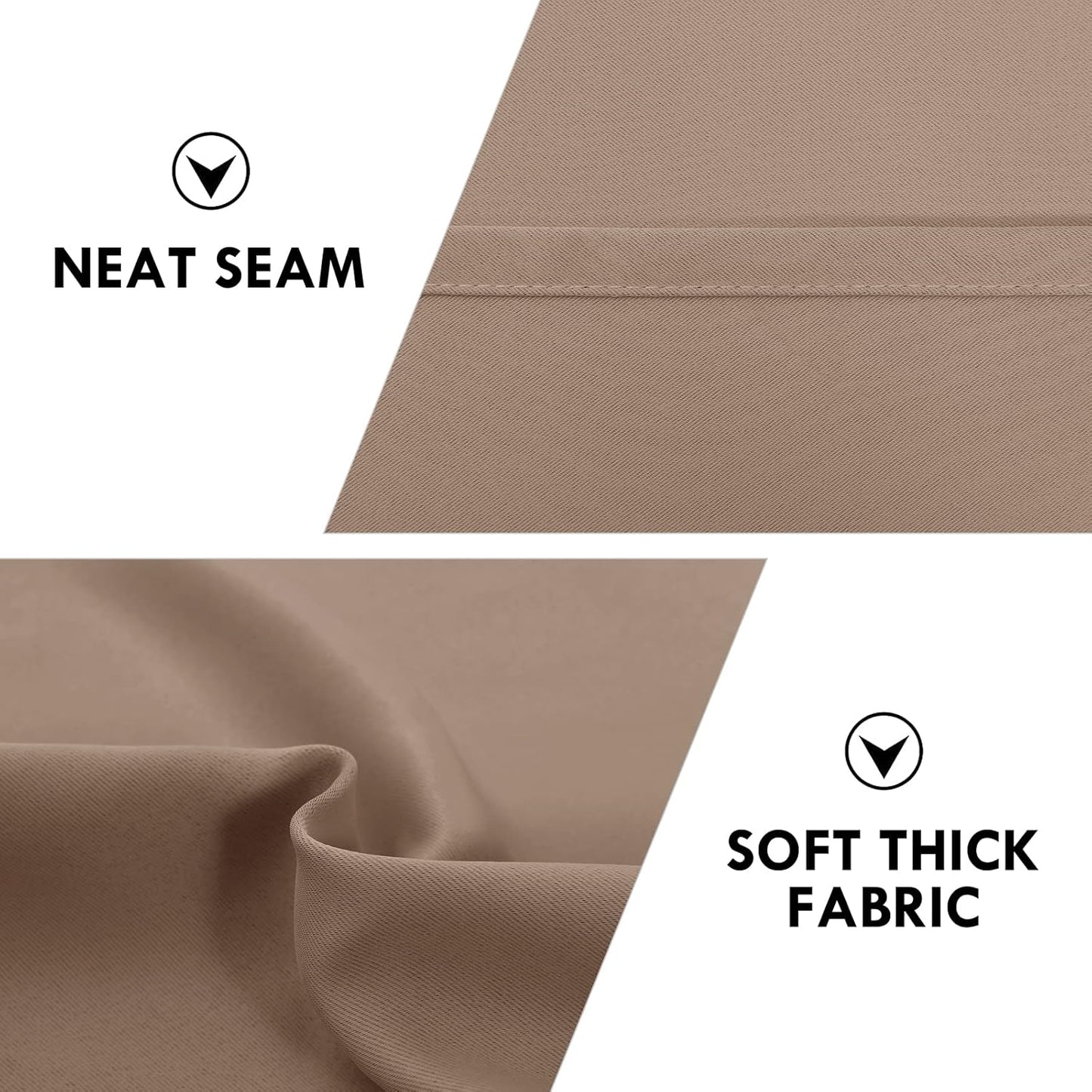 DWCN Blackout Curtains Room Darkening Thermal Insulated Bedroom Curtains Window Curtain Panels, 42 x 63 inches Long, Set of 2 Khaki Rod Pocket Drapes