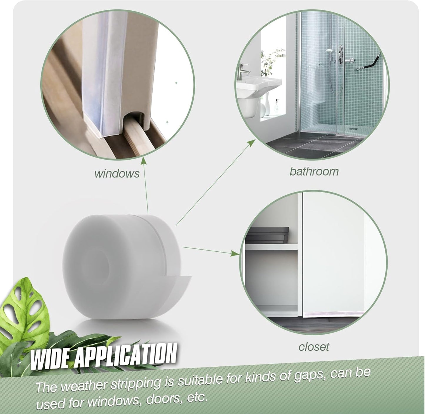 Silicone Weather Stripping Door Seal Strip, 16.4 Feet Self Adhesive Sealing Sticker Sealing Tape for Door Draft Stopper Adhesive for Doors Windows Shower Glass Gaps (Transparent, Width 45mm)