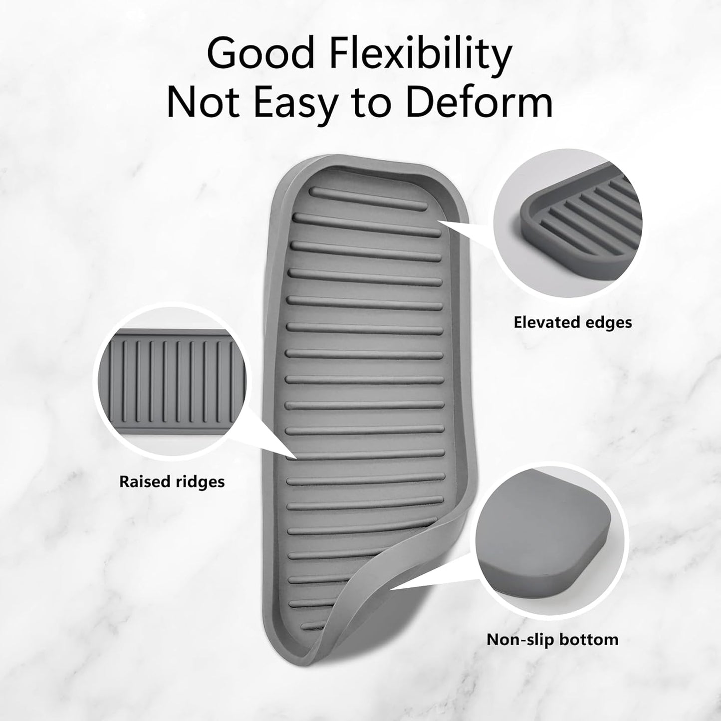 Mofason Silicone Soap Tray, Bathroom Kitchen Finishing Tray, Kitchen Sink with Soap Rack, Sponge Tray, Soap and Sponge Sink Organizer(Mist, 2 Pack)