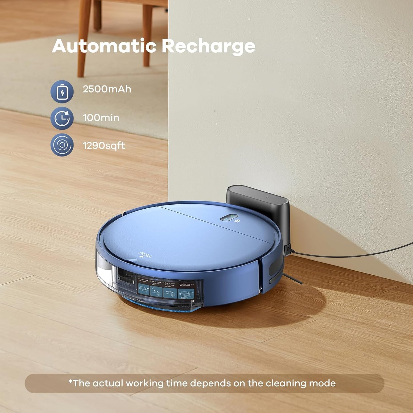 ZCWA Robot Vacuum and Mop Combo,2.4GHz WiFi Link Vacuum Robot,4 Cleaning Mode Robotic Vacuums Cleaner,APP/Remote Aspiradora Robot,Self-Charging Robot Vacuum for Pet Hair,Stains,Carpets,Corner