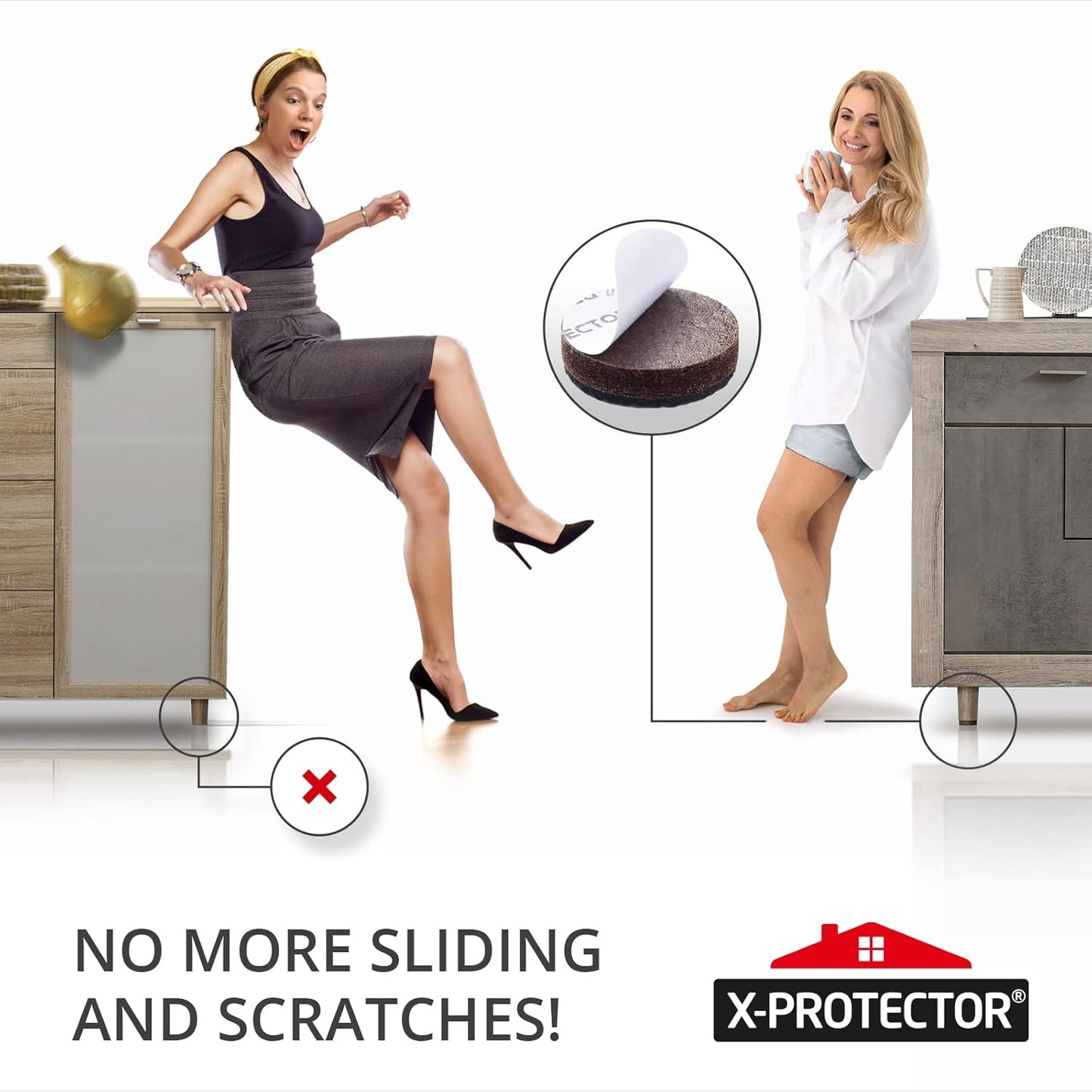 Non Slip Furniture Pads 16 pcs 1" X-Protector - Premium Furniture Grippers! Self-Adhesive Rubber Feet Furniture Feet - Ideal Non Skid Furniture Pad Floor Protectors - Keep Furniture in Place!