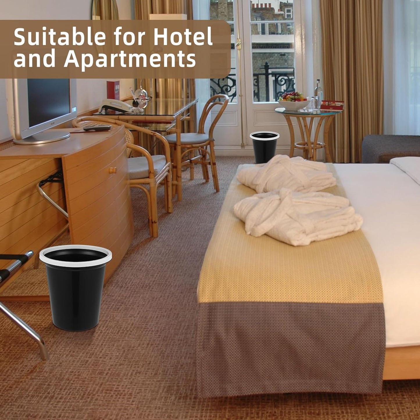 Maxdot 36 Pcs Bathroom Trash Cans Bulk 2 Gallon Small Waste Basket Round Garbage Can Plastic Trash Bin Small Container for Home Dorm Kitchen Office Living Room Study Compact Spaces(Black)