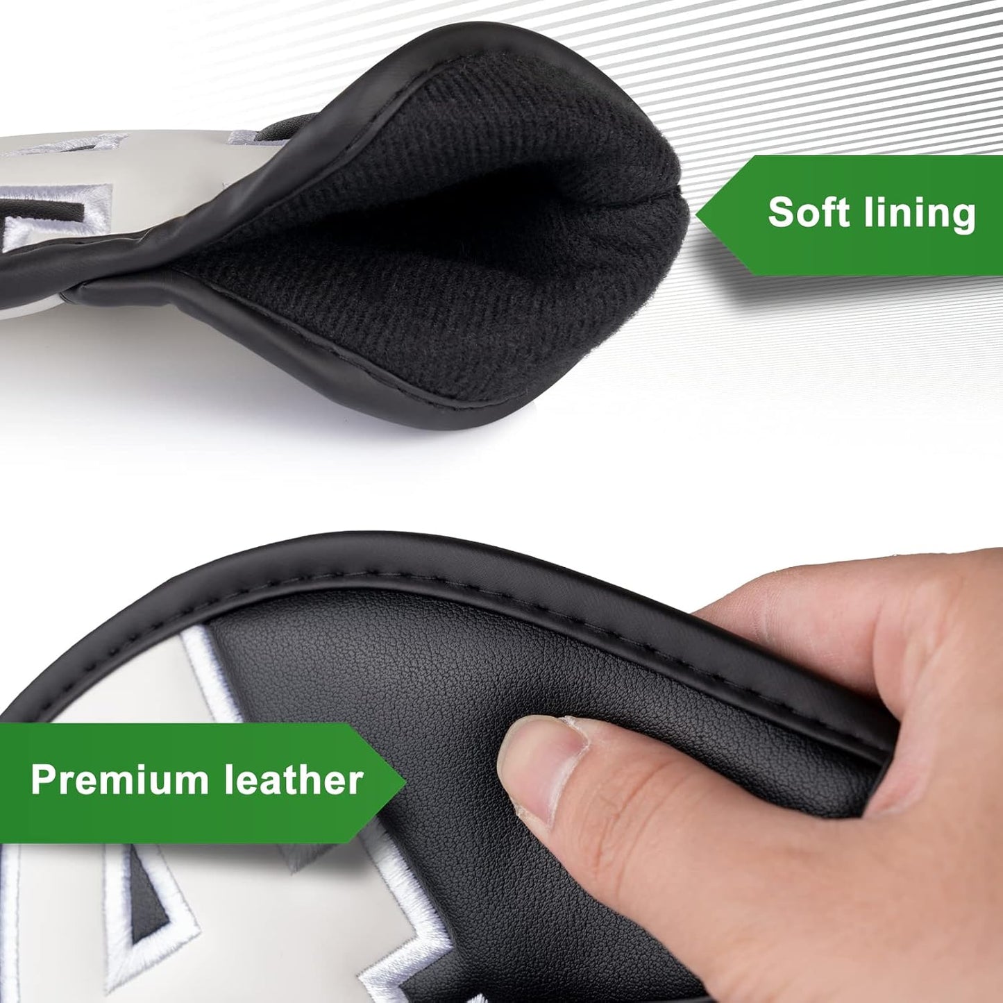 CRAFTSMAN GOLF 12pcs or 1pc Thick Synthetic Leather Golf Iron Head Covers Set Headcover Fit All Brands Callaway Ping Taylormade Cobra Etc. Also Custom Name