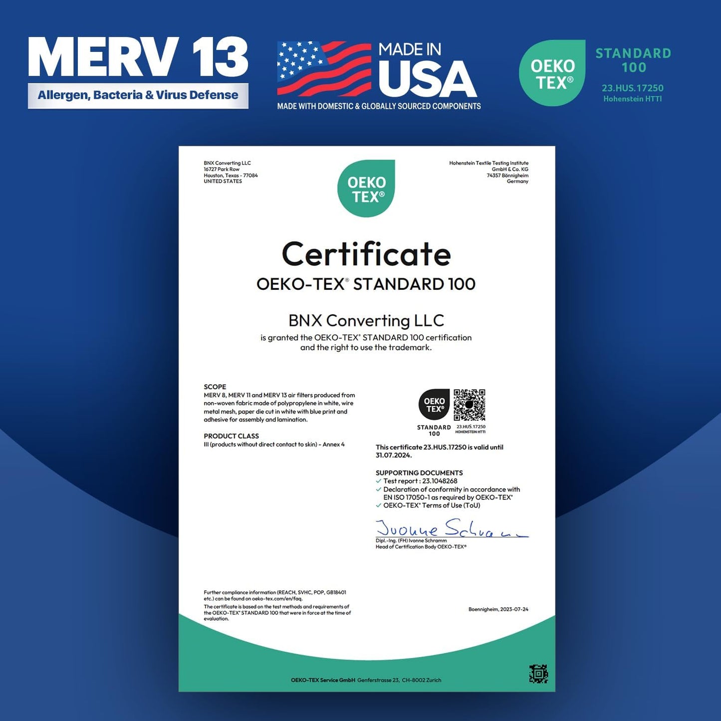 BNX TruFilter 18x24x1 Air Filter MERV 13 (6-Pack) - MADE IN USA - Electrostatic Pleated Air Conditioner HVAC AC Furnace Filters for Allergies, Pollen, Mold, Bacteria, Smoke, Allergen, MPR 1900 FPR 10