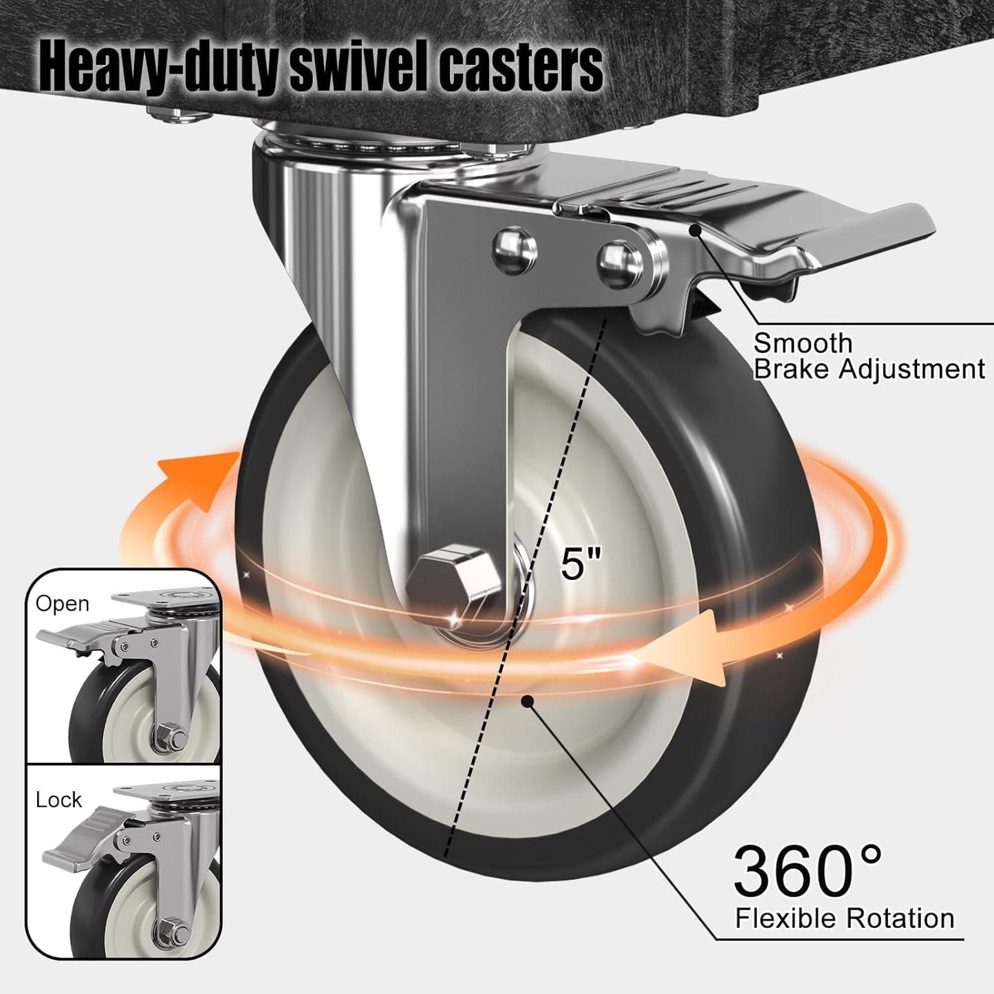 Large Garage Flat Top Utility Cart, Heavy Duty 2 Shelf Tool Cart Service Cart Rolling Push Carts with Ergonomic Handle 5" Swivel Casters