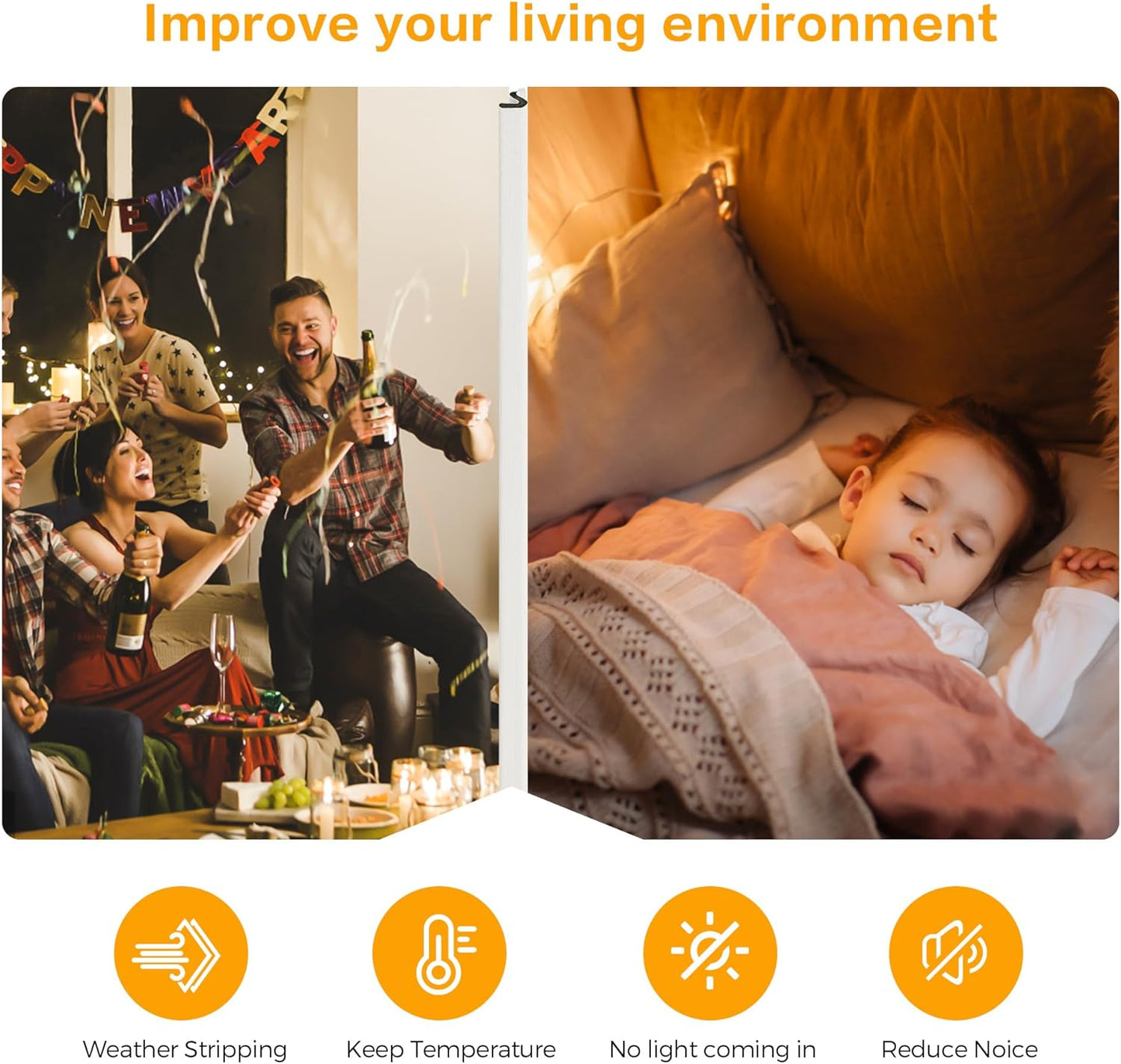 Weather Stripping Door Seal Strip - Soundproof Q-Shaped Foam for Exterior Door Frame, Large Gap Seal, Noise Cancelling, Easy to Install (White, 19.8FT)